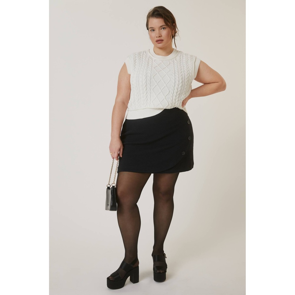 Maeve Anthropologie Ivory White‎ Cable Knit Sweater Vest Crew Neck Womens 1X